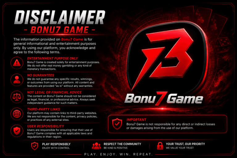 DISCLAIMER – BONU7 GAME